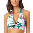 thumbnail image 1 of Anne Cole Women's Zesty Tropical Printed Ring Halter Swim Top (XS, Multi), 1 of 4