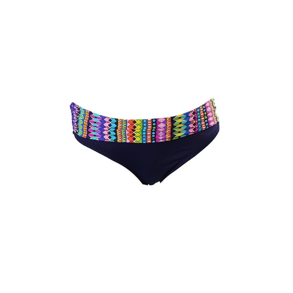 Anne Cole Womens Navy Printed Fold Over-Waist Bikini Bottom XS