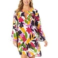 thumbnail image 1 of Anne Cole Womens Plus Drawstring Neckline Split Neck Cover-Up, 1 of 2