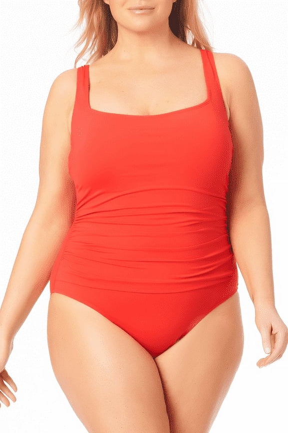 Womens Plus Size Shirred One-Piece Swimsuit;20W