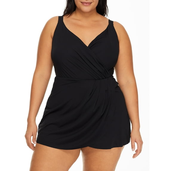 Anne Cole Womens Plus Solid Adjustable One-Piece Swimsuit