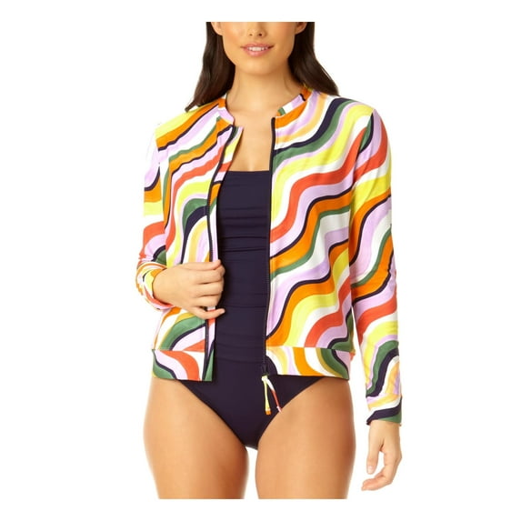 Anne Cole Womens Stripe Long Sleeve Rashguard