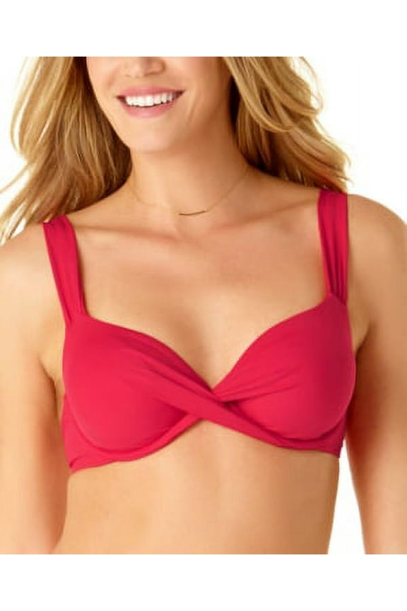 Womens Twist-Front Underwire Bikini Top,Berry,36D
