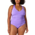 thumbnail image 1 of Anne Cole womens  V Neck Cross Back Shirred One-Piece, 20W, 1 of 2