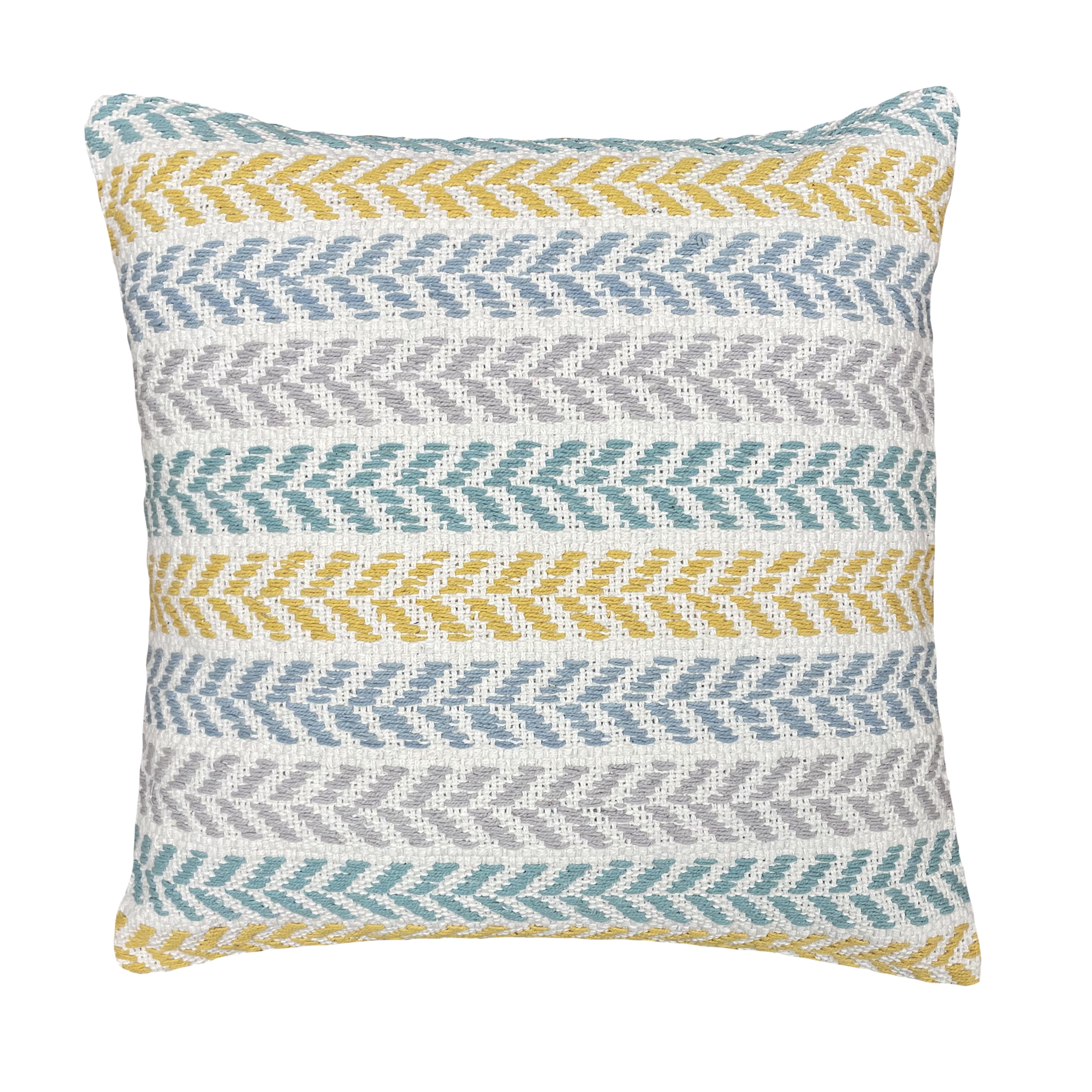 Anne Hand-Woven Chevron Cotton Throw Pillow, Yellow/Teal, 18" x 18", Count per Pack 1