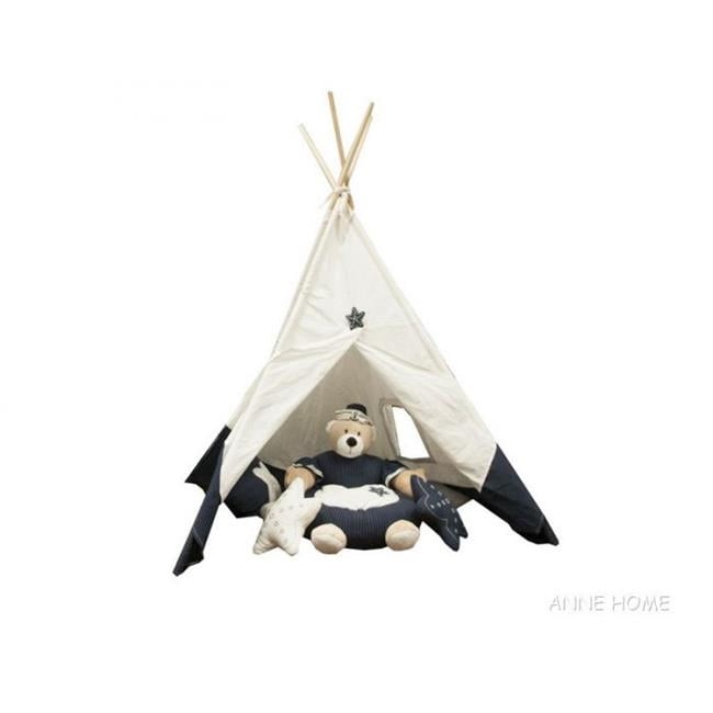 Anne Home Kids' White and Black Pinewood Fabric Play Tent
