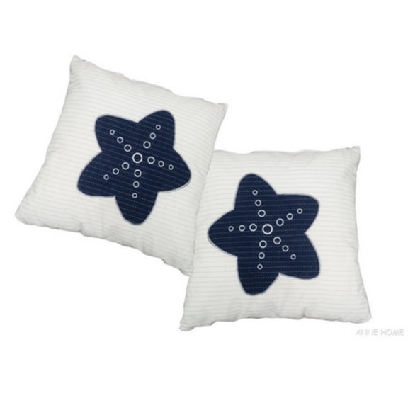 Anne Home - White Pillow Blue Star set of 2