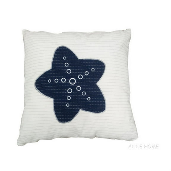 Anne Home - White Pillow Blue Star