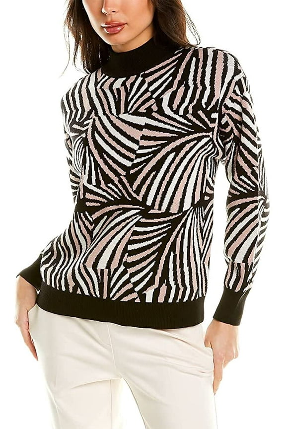 Fan-Patterned Jacquard Sweater Ballet Pink Combo M