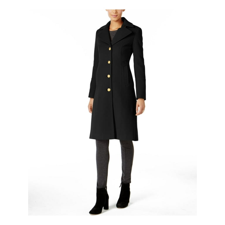 Anne Klein Classic Black Wool Blend Walker Coat 8
