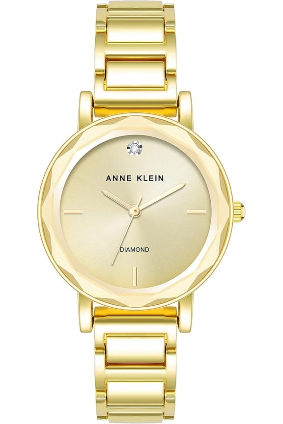 Gold-Tone Faceted Crystal Champagne Sunray Ladies Watch AK-3966CHGB