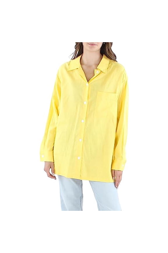 Linen Point Collar Shacket Bright Daffodil XL
