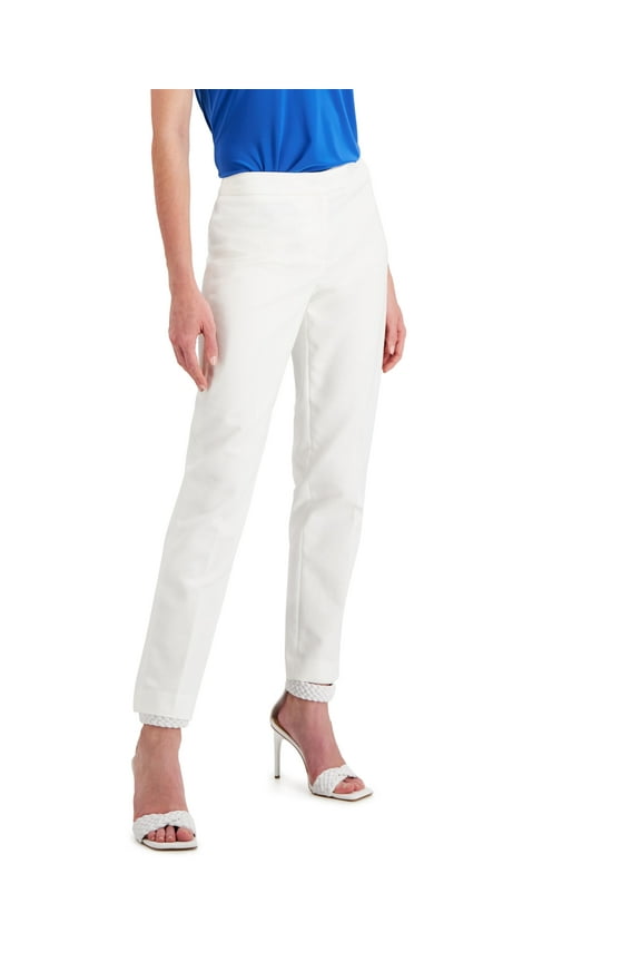 Petite Cotton Double Weave Extend Tab Bowie Pant Bright White 2P