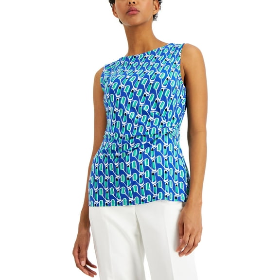 Anne Klein Petite Jenna Pleated Top Cloverdistant Mountain PL