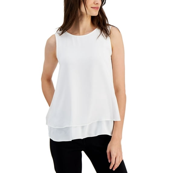 Anne Klein Petite Layered Blouse White PS
