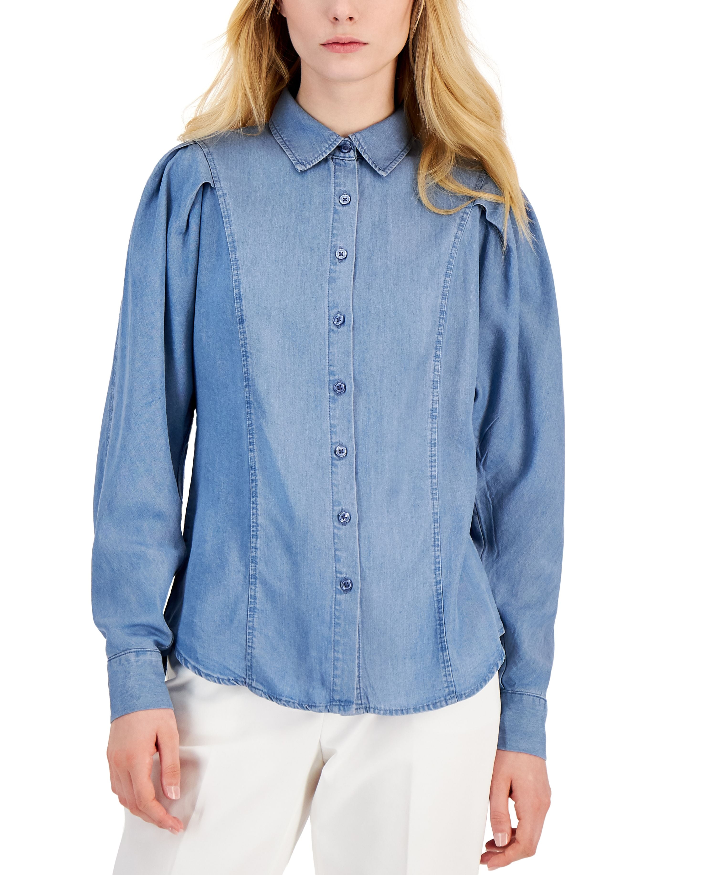 white christmas dresses Anne Klein Denim Shirtdress – Bluefly main image 0