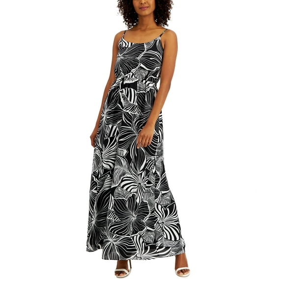 Anne Klein Petite Printed Maxi Dress Anne Black PXL