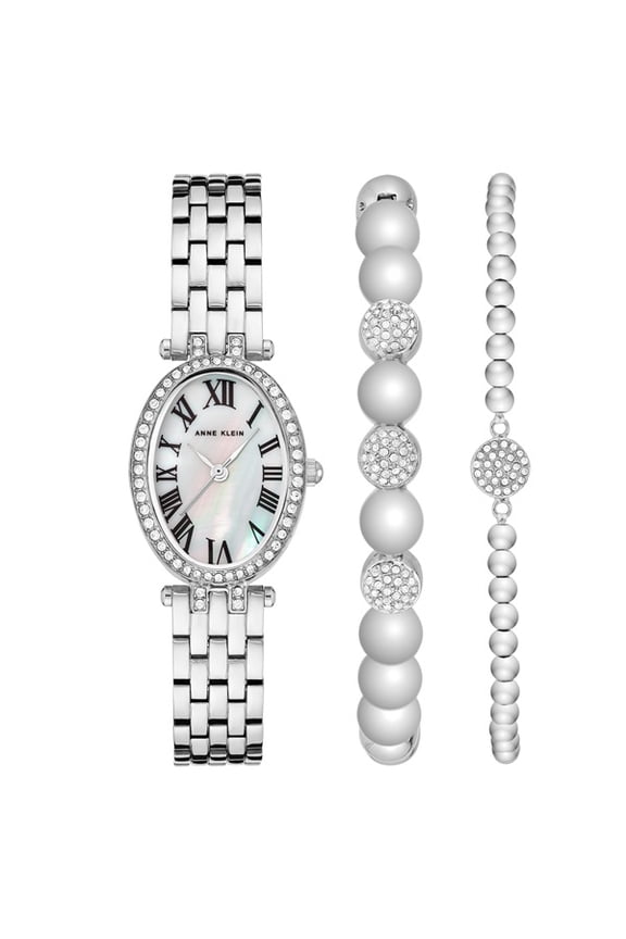 Petite Silver-Tone Oval Case Ladies Watch AK-3971SVST