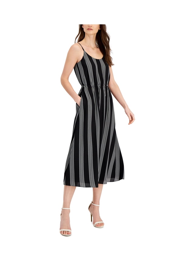 Petite Striped Tank Dress Black/Bright White PXL