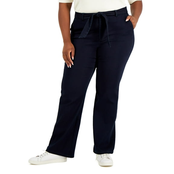 Anne Klein Plus Size Tie Front High Rise Jeans Indigo Rinse Wash 16W