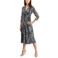 thumbnail image 1 of Anne Klein Printed Faux Wrap Dress Anne Whiteanne Black 8, 1 of 1