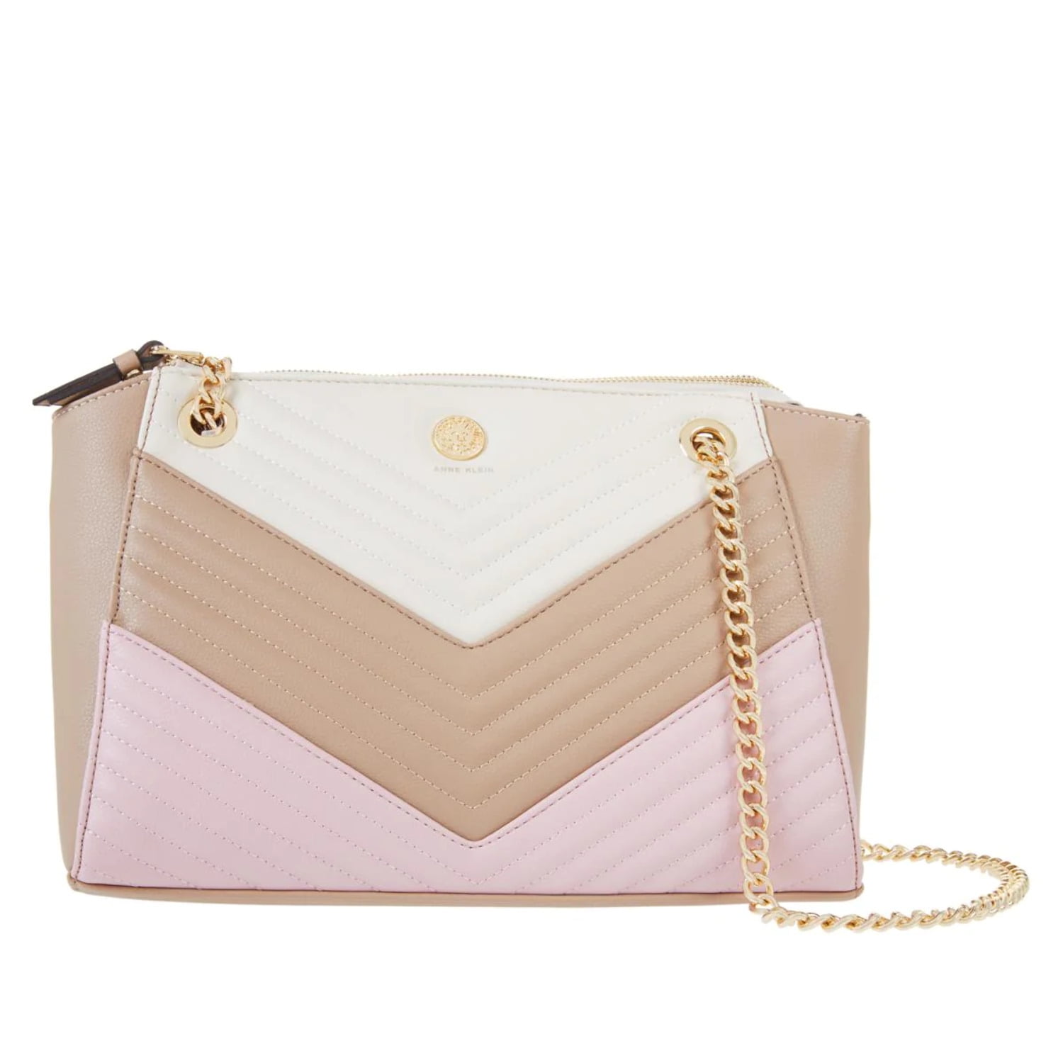 Anne Klein Quilted Chain Shoulder Tote Handbag One Size Pink multi Walmart