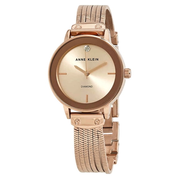 Anne Klein Rose Gold-Tone Diamond Dial Cable Bracelet Ladies Watch AK-3220RGRG