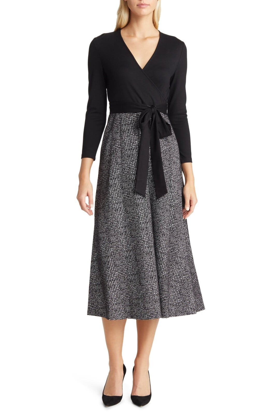 Anne Klein Serenity Glen Plaid A-Line Midi Dress in Black White Size Extra Small - Walmart.com Anne Klein Serenity Glen Plaid A-Line Midi Dress in Black White Size Extra Small - Walmart.com