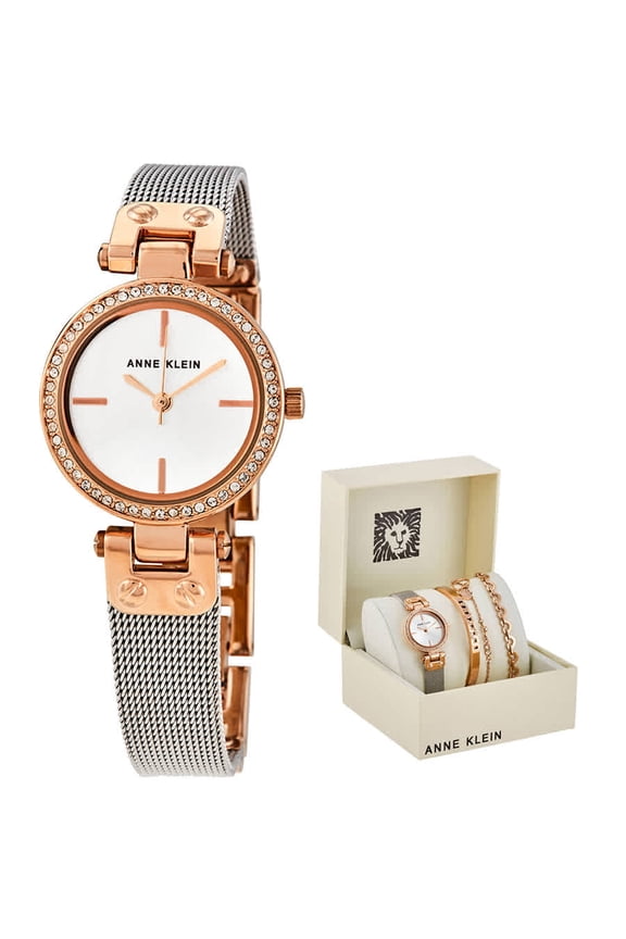 Silver Dial Two-tone Ladies Watch and Jewelry Set AK/3425RTST