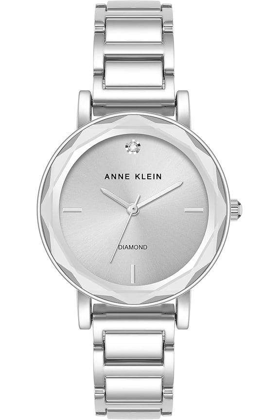 Silver-Tone Faceted Crystal Diamond Dial Ladies Watch AK-3967SVSV