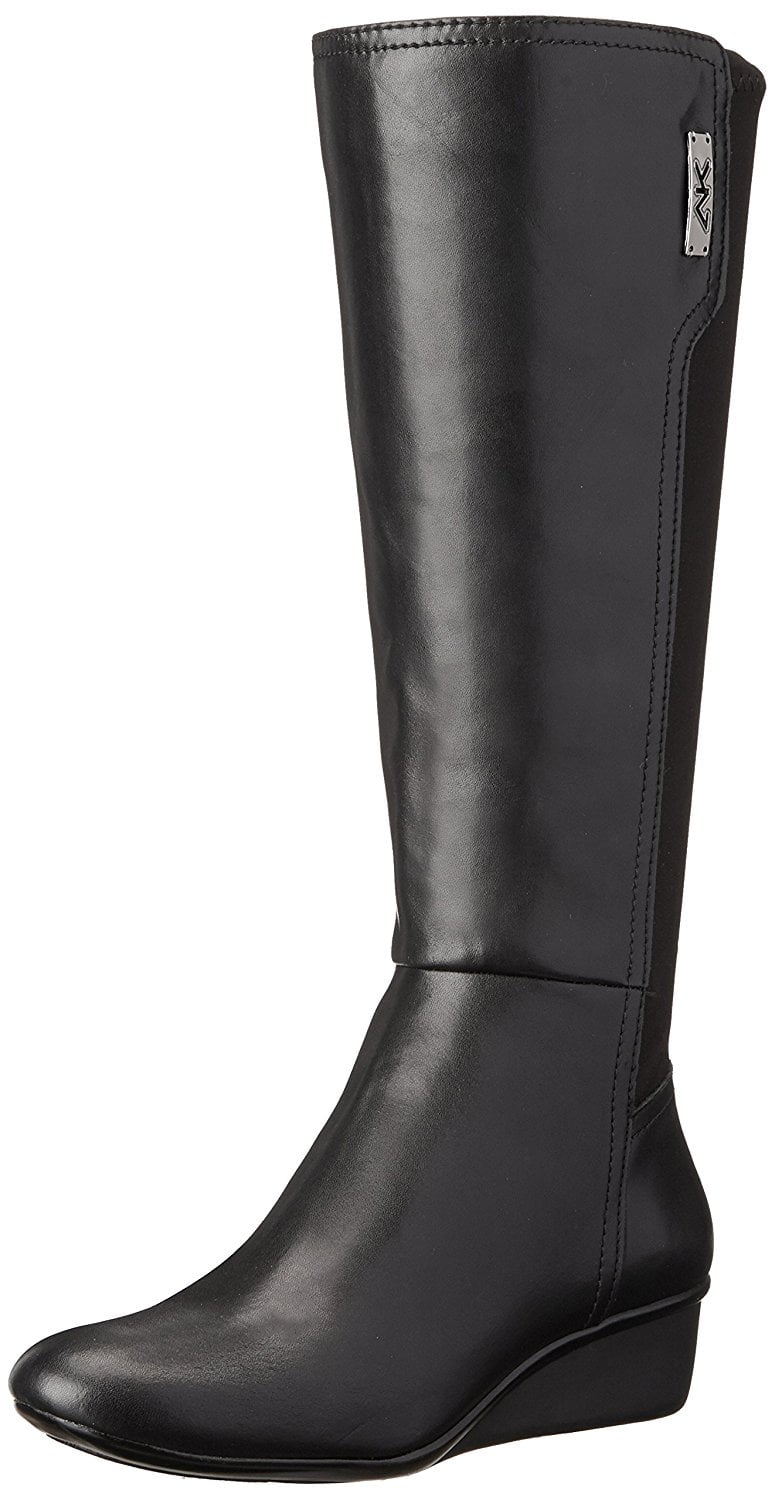Anne Klein Sport Women s Durwyn Synthetic Knee High Wedge Boots