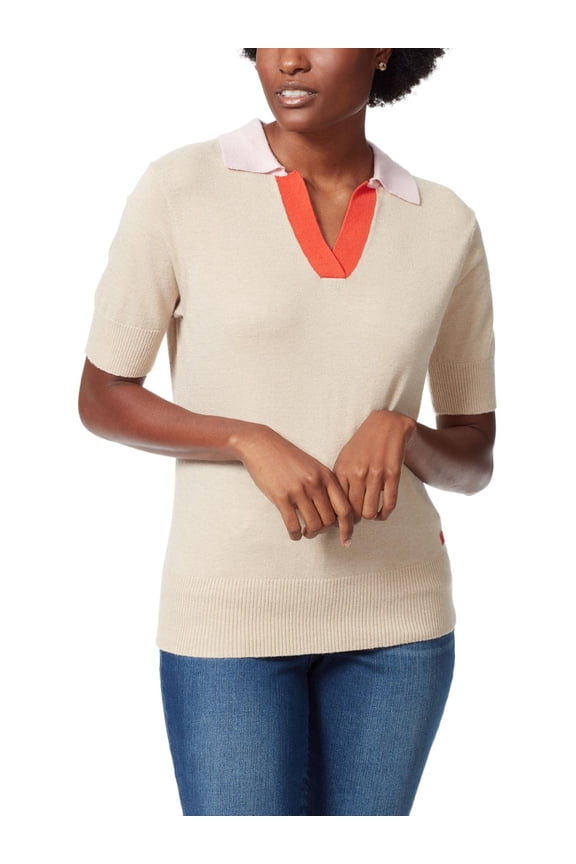 Sport Womens Zoe Short Sleeve Polo Pullover Sweater