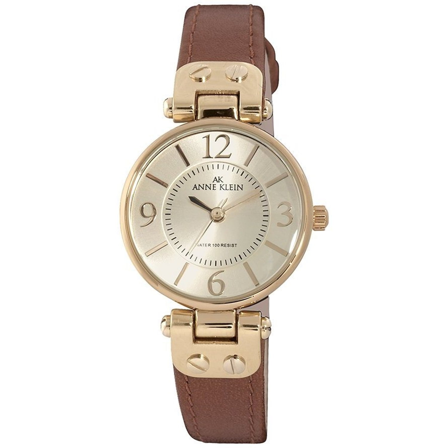 Anne Klein Women's 10-9442CHHY Gold Leather Quartz Fashion Watch