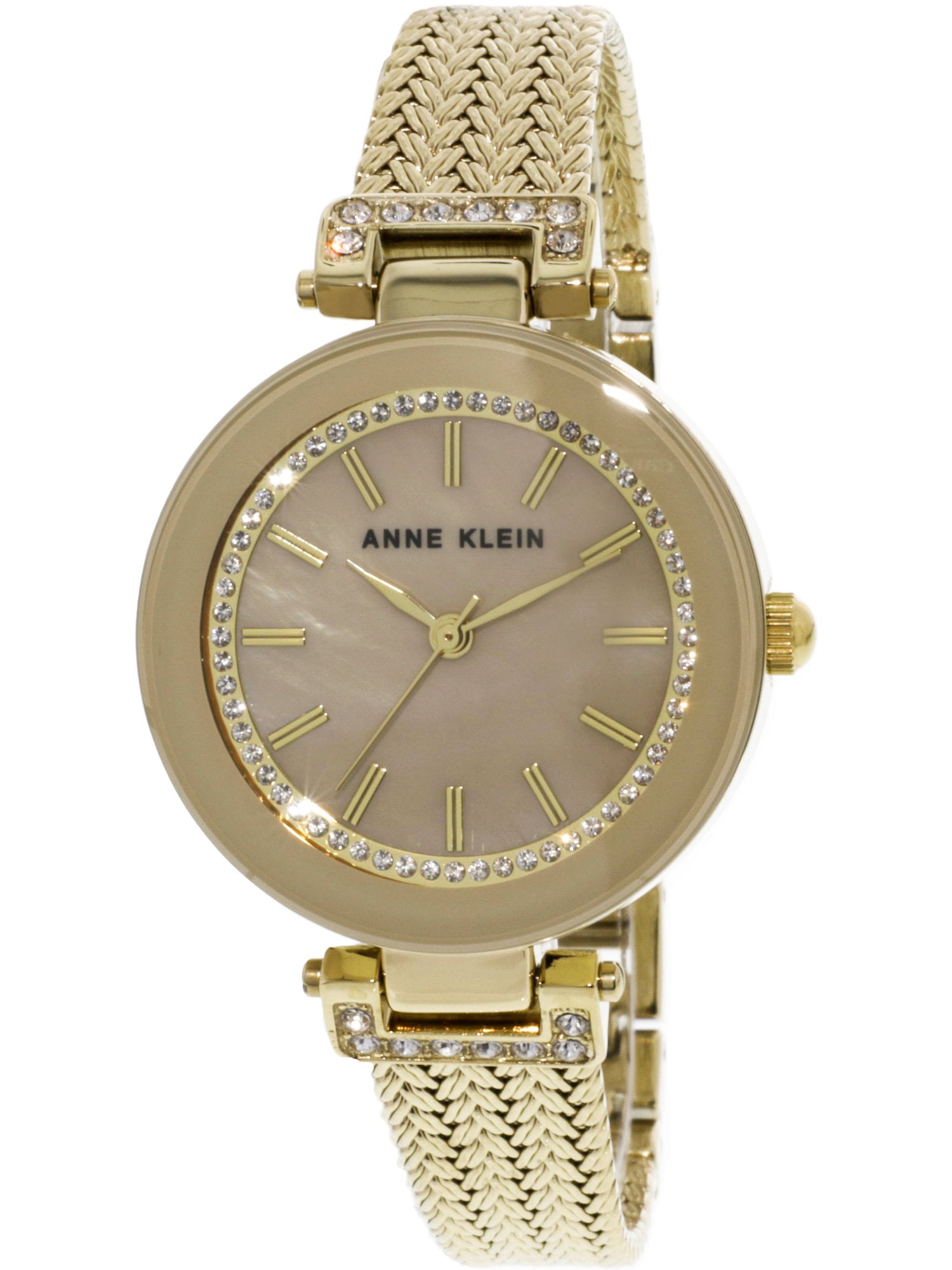 Anne Klein Women's Japanese Quartz Dress Watch with Metal Strap, Silver, 16 (Model: AK/1363GNSV)