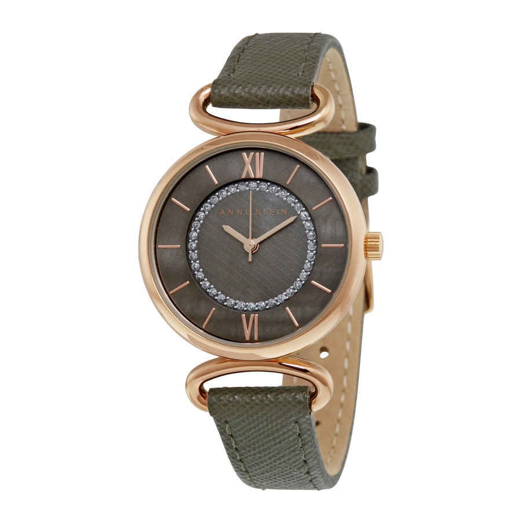 Anne Klein Women\'s Brown Gold Leather Strap Fashion Analog Japanese Quartz Watch Consider It Rectangular Case Leather Watch| Anne Klein main image 4