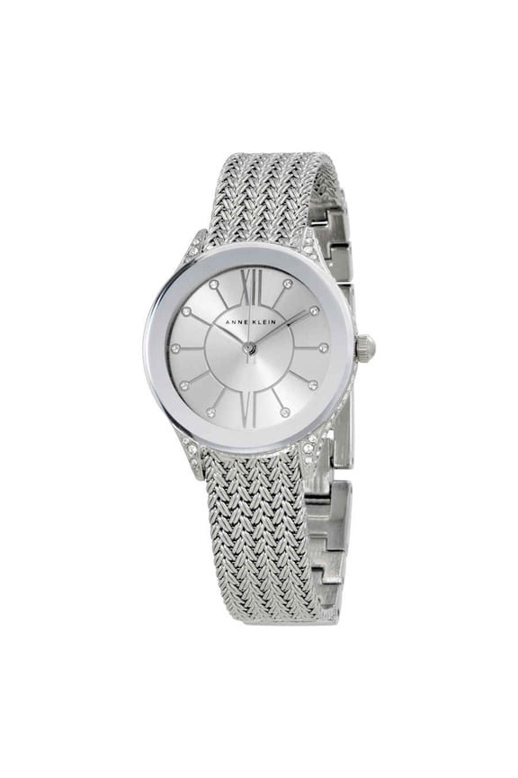 Women's AK/2209SVSV Swarovski Crystal Accented Silver-Tone Mesh Bracelet Watch