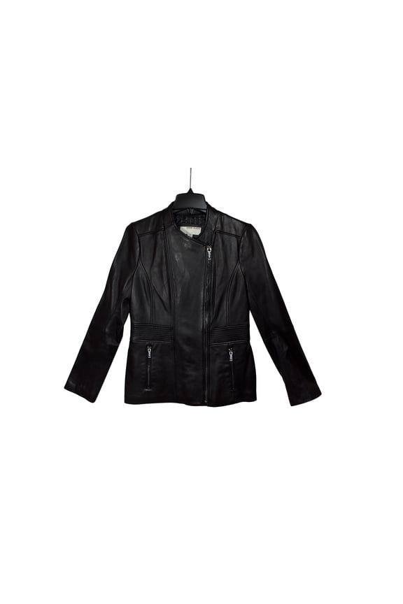 Women's Black Leather Scuba Jacket (L)