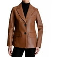 thumbnail image 1 of Anne Klein Women's Classic Leather Blazer Jacket (Luggage, XL), 1 of 3