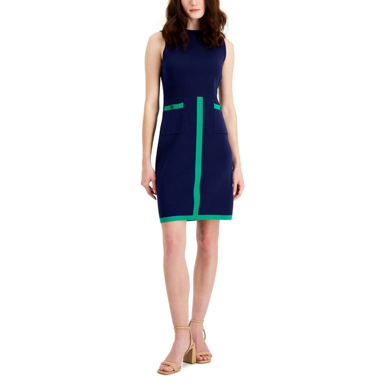 Anne Klein Women s Colorblocked Knit Dress Green Size Large Walmart