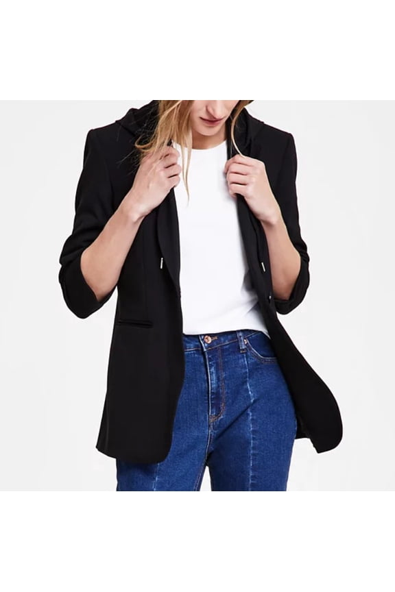 Women's Detachable Hooded Notch-Collar Compression Jacket Size S