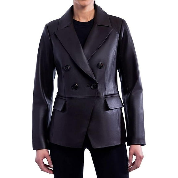 Anne Klein Women's Double Breasted Peacoat Jacket (Black, XS)
