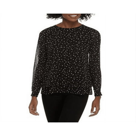 Anne Klein Women's Double Layer Top Black Size X-Small