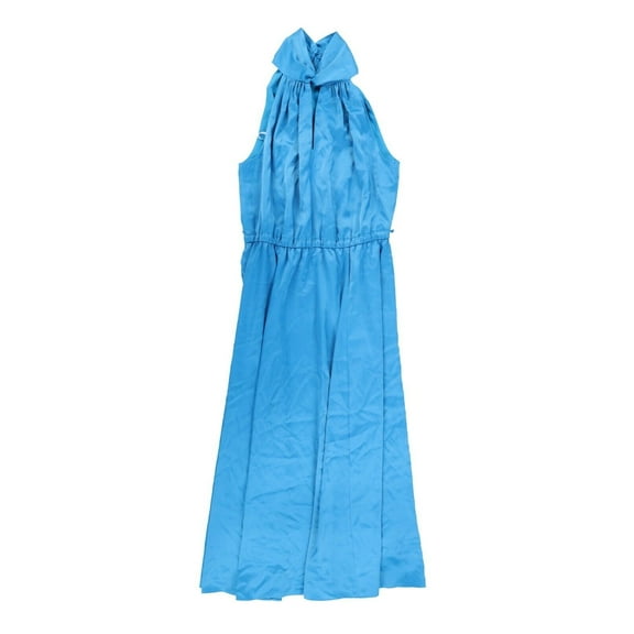 Anne Klein Women's Dress Long Cinched High Neck Button Maxi Sleeveless Blue 10