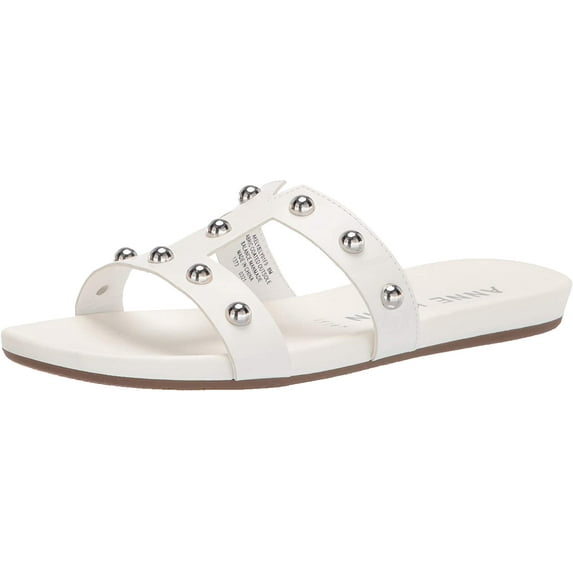 Anne Klein Women's Ely Slide Sandal 6 White Silver