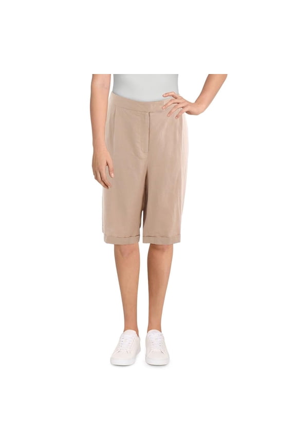 Women's Fly Front Pleat Bermuda Unlined, CREAMED Coffee, 12