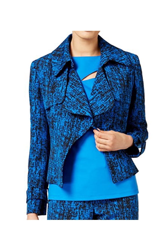 Ak Anne Klein Womens Collection La Sena Short Trench Jacket Bizet Blue/Black 6