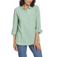 thumbnail image 1 of Anne Klein Women's Lightweight Cotton Gauze Top Button Front Shirt-Green / XXL, 1 of 7