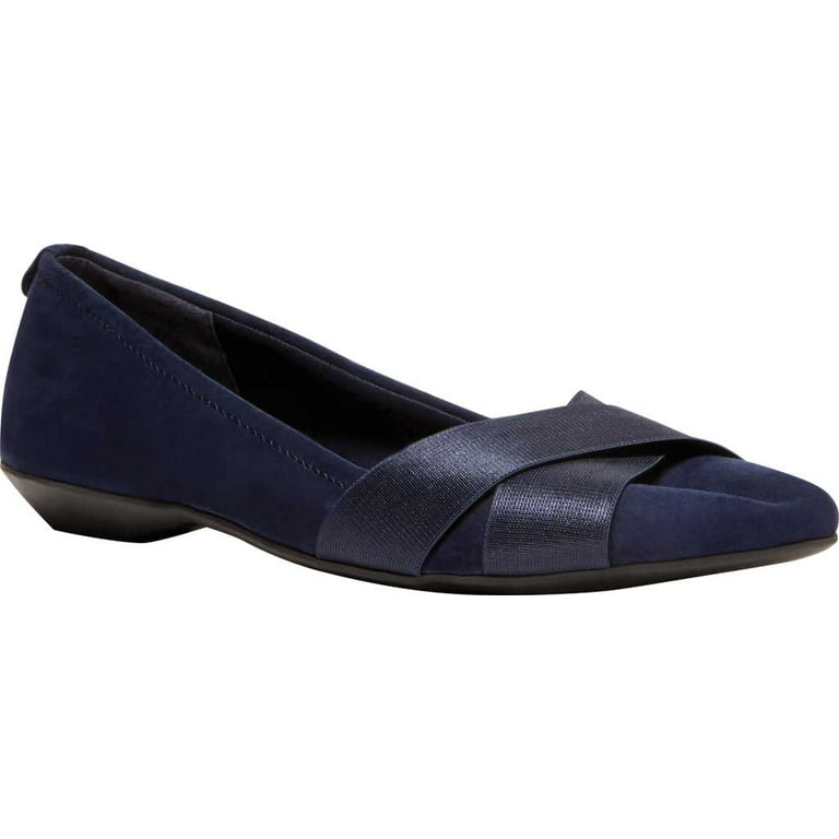 Anne Klein Women s Oalise Pointed Toe Flat in Fabric Blue Size 9.5