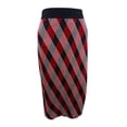 thumbnail image 1 of Anne Klein Women's Plaid Pull-on Skirt (XS, Anne Black/Titian Red), 1 of 2