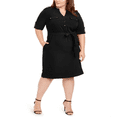 thumbnail image 1 of Anne Klein Women's Plus Size Belted Shirtdress Black Size 1X, 1 of 3